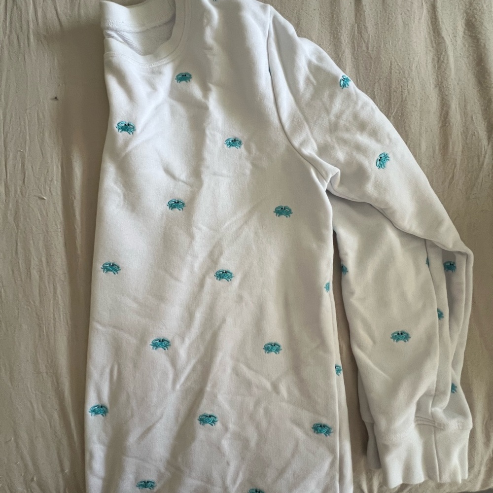 Lands' End White and Blue Long Sleeve Tee
